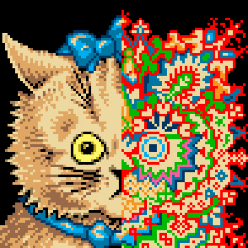 Louis Wain psychedelic cat gif
