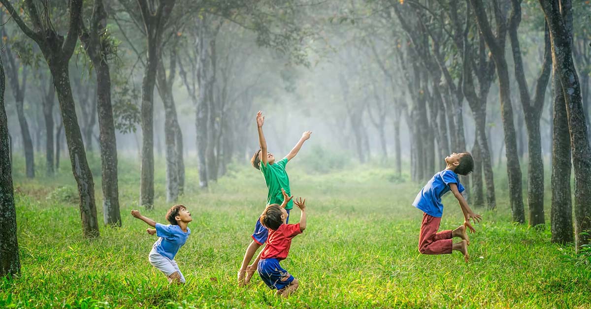 Children playing in a field